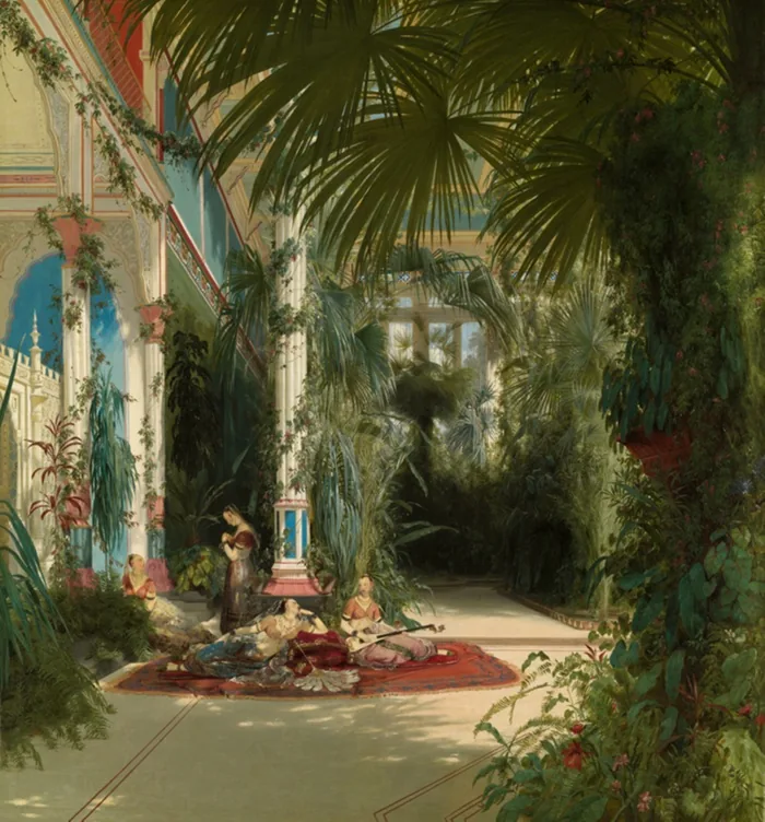 The Interior of the Palm House on the Pfaueninsel Near Potsdam by Carl Blechen