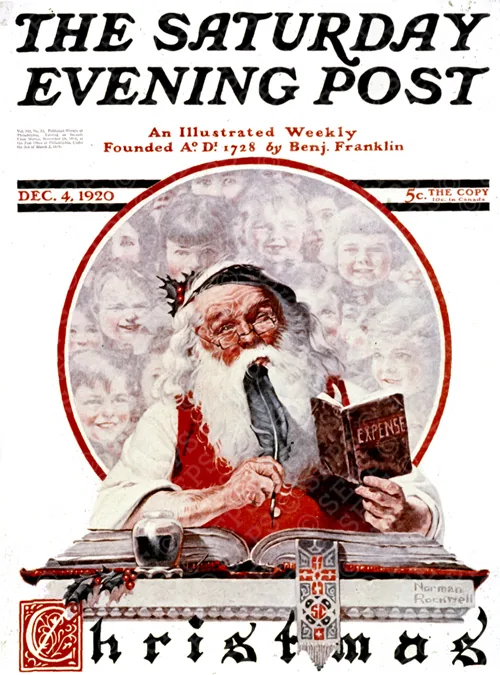 Santa and the Expense Book by Norman Rockwell
